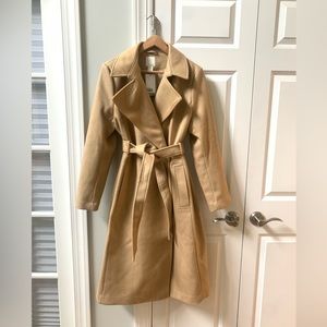 NWT! H&M Beige Tie Belt Coat, womens size M